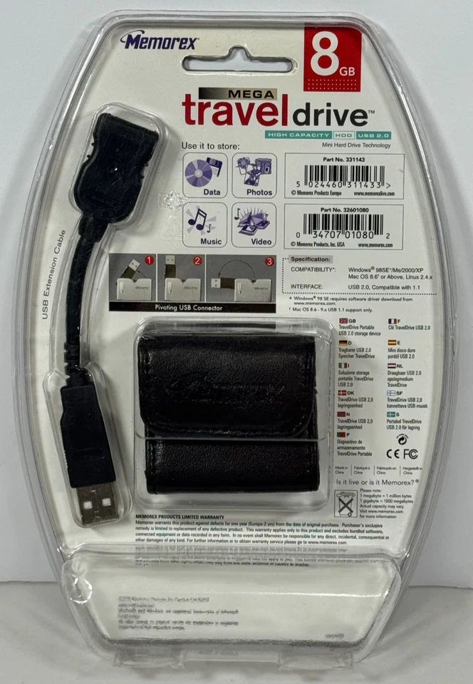 Memorex High Speed Mega Travel Drive 8 GB Portable Storage Device w/ Case - NEW - Image 2 of 4