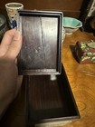 Vintage Chinese Japanese Wooden Box Jade Inlay Wooden Cover Has Crack — photo 7