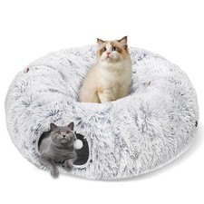 Cat Tunnel Bed for Indoor Cats, Peekaboo Cat Cave with Washable Soft Play Mat...