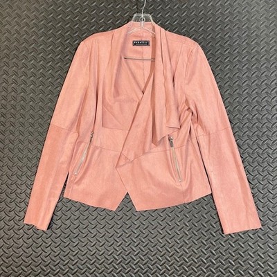 Bagatelle Collection Salmon Pink Faux Suede Open Moto Jacket Women's Size Small