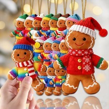 16 Pcs Gingerbread Man Ornaments for Christmas Tree Xmas Ornaments Hanging De...