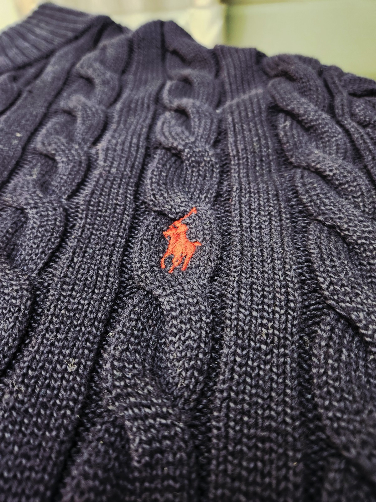 NWOT Men's Ralph Lauren Cable Knit Quarter Zip Sweater Navy Blue W/red Pony 3xlt thumbnail 4