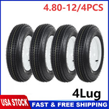 4 Pcs 5.30-12 4 Lug 4 Trailer Tires On Rims 5.30 X 12 530-12 Load Range C 6p