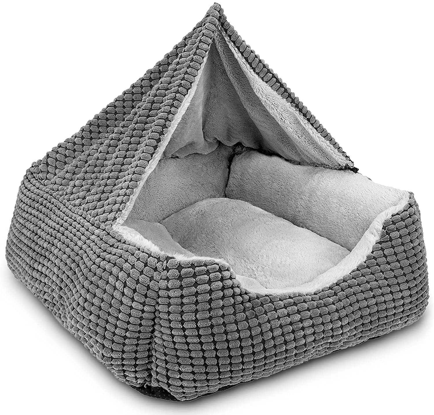 JOEJOY Rectangle Dog Bed Warm Hooded Puppy Bed for Large Medium Small Dogs