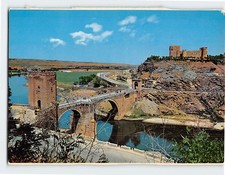 Postcard Alcantara Bridge and Castle of St. Ferdinand Toledo Spain