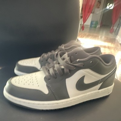 Nike Air Jordan 1 Low Gray White Retro Basketball Sneakers Lace Up Rubber