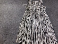 Calvin Klein Dress 10 Black A-line zip white womens geometric midi stretch