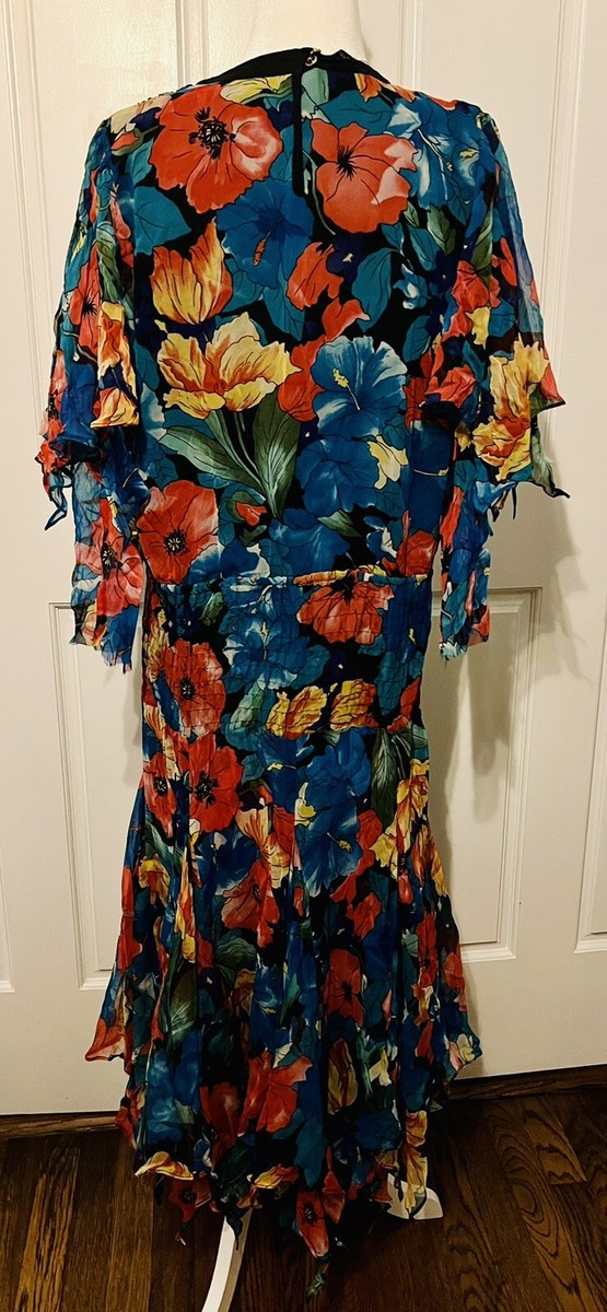 Vintage Diane Freis Limited Edition Vibrant Floral Layered Silk