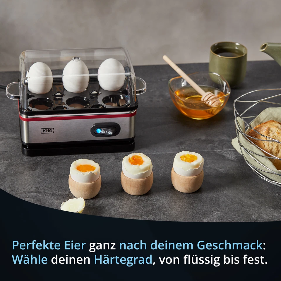 Eierkocher 1 - 6 Eier Heizplatte Messbecher Alarm 400 Watt Warmhaltefunktion KHG - Bild 3 von 4