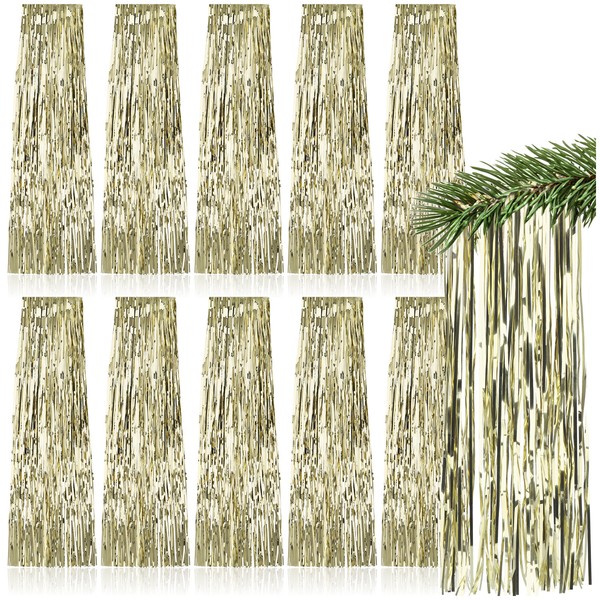10X Lametta - Goldfarbene Lametta Girlande FüR Weihnachten-image