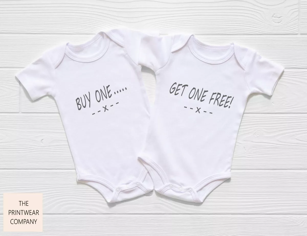 2 Twins Buy One Funny Baby Grows Unisex Bodysuits Twin Announcement Reveal Gift