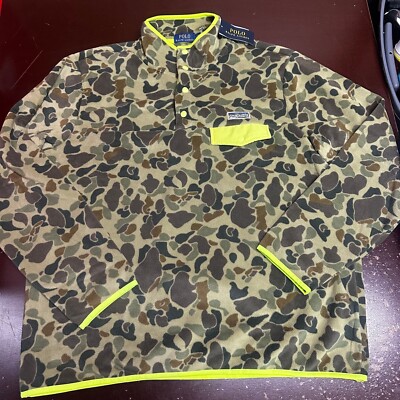 Polo Ralph Lauren Mens Green Camo Brushed Fleece Pullover