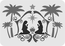 Clear Plastic Stencil - Christmas Manger MC227  5x7  7x10 
