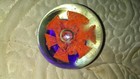 Vintage art glass paperweight, Orange Flowers — photo 1