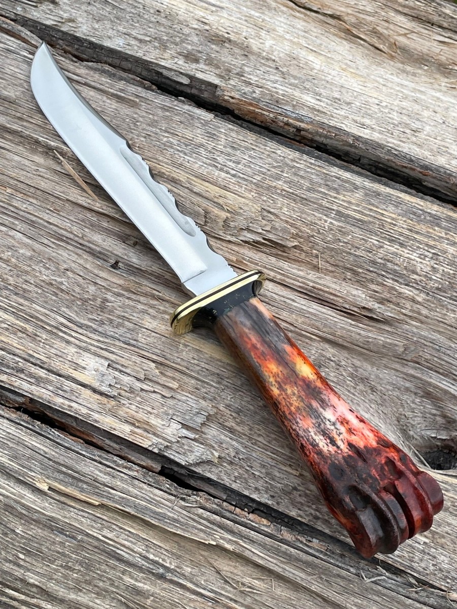 LEROY REMER BUCK 120 GENERAL WILDEBEEST BRASS GUARD W/GOLD ONYX