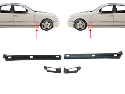 4-tlg ABS Dichtungssatz Dichtung zw Kotflügel & Schweller für Mercedes W210 S210