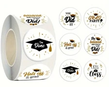 100 GRADUATION ASSORTED 1" ENVELOPE STICKERS LABELS SEALS Class 2026 Party favor