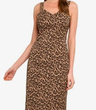 Banana Republic Leopard Cheetah Animal Print Bi Stretch Tank Sheath Dress sz 4