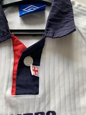 Maillot De Football Domicile Angleterre 1997-1999 Umbro Vintage - Taille 158 Garçons - Bon État