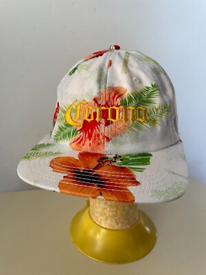 NWOT Corona Beer Camper Floral Strapback Cap Hat Slouch Colorful Hawaiian