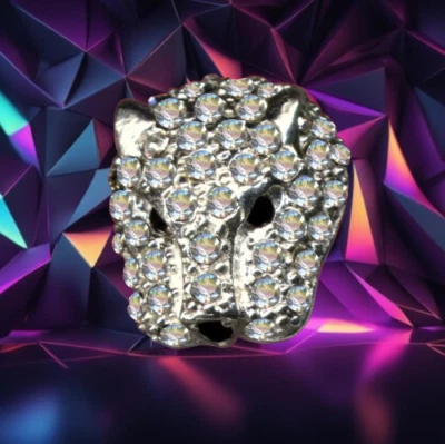 I Leopard Panther I Anhänger I Echt 925 Massiv Sterling Silber I Kristalle I - Bild 1 von 4