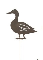Beetstecker Ente Stehend Aus Metall Mit Edelrost 57,5Cm Bodenstecker Gartendeko