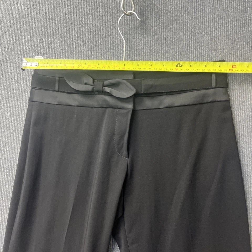 Karen Millen flared trousers size 8 black wool blend bow belt - Image 4 of 4