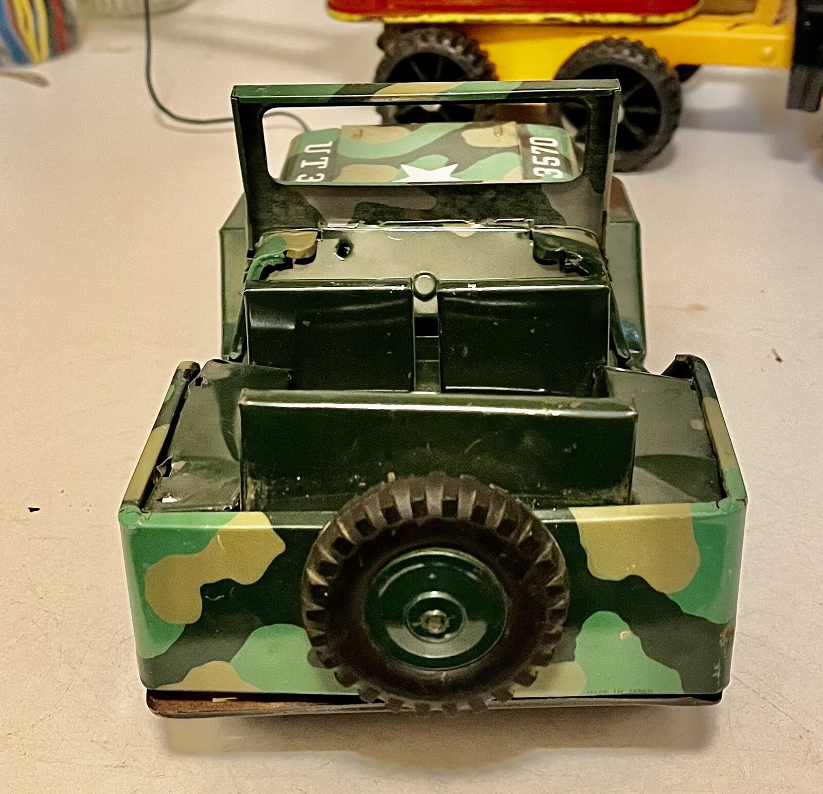 Rare Vintage Tin Toy Army Jeep UT 3570 Japan Battery Operated 19501960