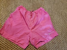 Vintage 90s Champion Spell Out nylon Dad Shorts Pink women XL USA Made