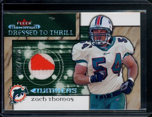 2002 Fleer Maximum Zach Thomas Dressed to Thrill Prime Patch #'d 225/250 - Bild 1 von 2