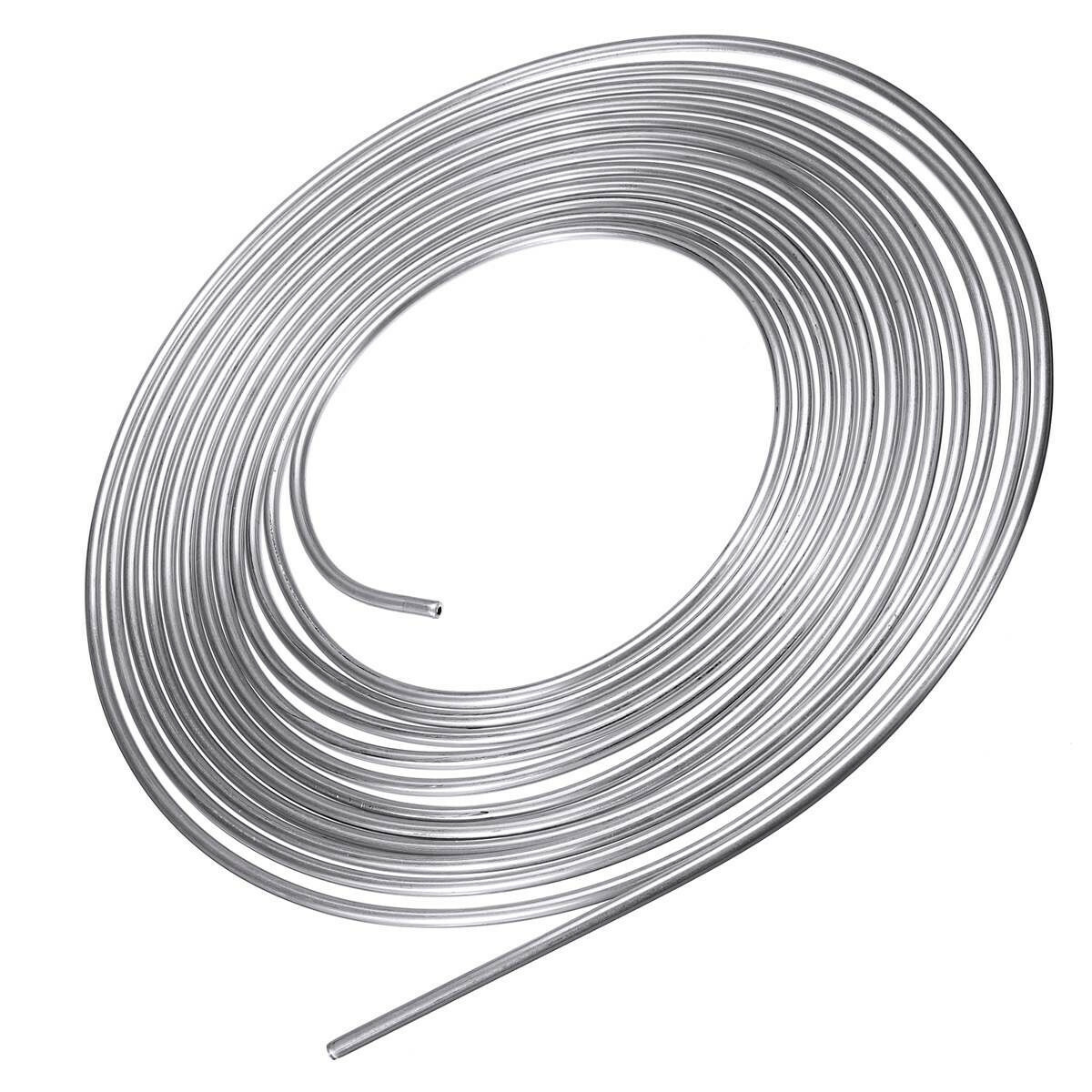 Copper Steel Nickel Car Brake Line Pipe 25ft 3/16"" OD With 16Pcs Fittings Silver