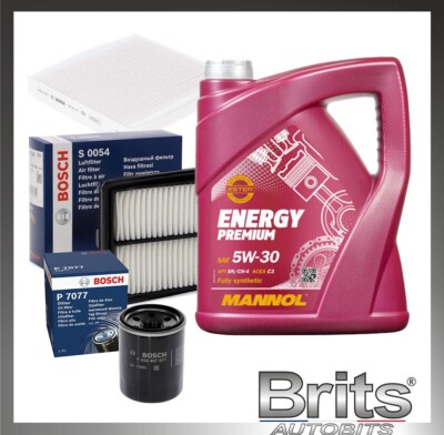 BOSCH SERVICE KIT FOR HONDA JAZZ 1.4 PETROL 5L MANNOL OIL + AIR OIL CABIN FILTER