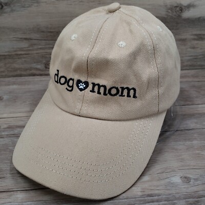 dog mom Hat Cap Heart Paw Logo Beige Strap Back Adjustable  display picture 2