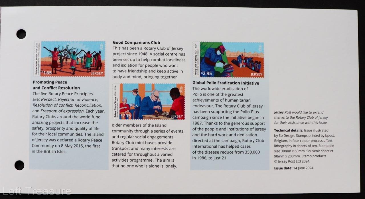 Jersey Stamps "Jersey Rotary Club Centenary" 6 Value Presentation Pack