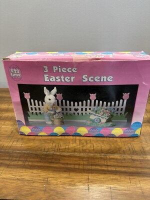 Egg Time Vintage 3 Piece Easter Scene With Extra Figure