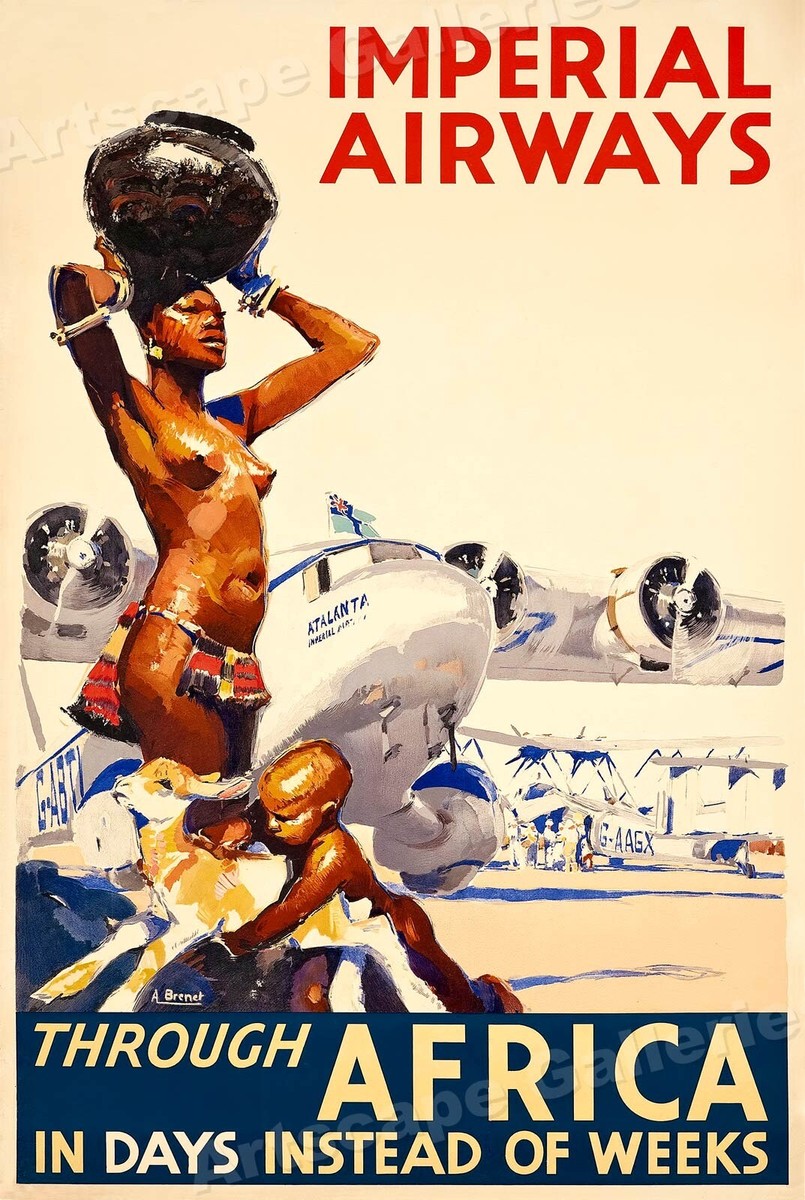 アルカラーE絵画 大航海 F406001 1935 Imperial Airways Through Africa - Vintage Style Airline