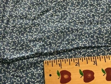 Blue White Cotton Fabric with Vines Small Prewash 1yard  Quilting 