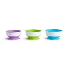 Munchkin Stay Put Suction Bowls for Baby and Toddler, 3 Pack, Blue/Green/Pur...
