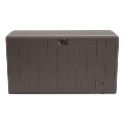 Plastic Development Group 105 Gallon Outdoor Patio Storage Deck Box, Driftwood