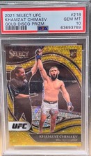 2021 Select UFC Khamzat Chimaev Octagonside Gold Disco /10 PSA 10 RC (VERY RARE)