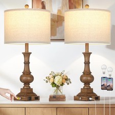 26" Tall Farmhouse Rustic Table Lamps for Living Room Set of 2, Vintage Night...