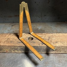 Antique Stanley No 78 1/2 24 Folding Rule Brass Bound Wood Slight Damage