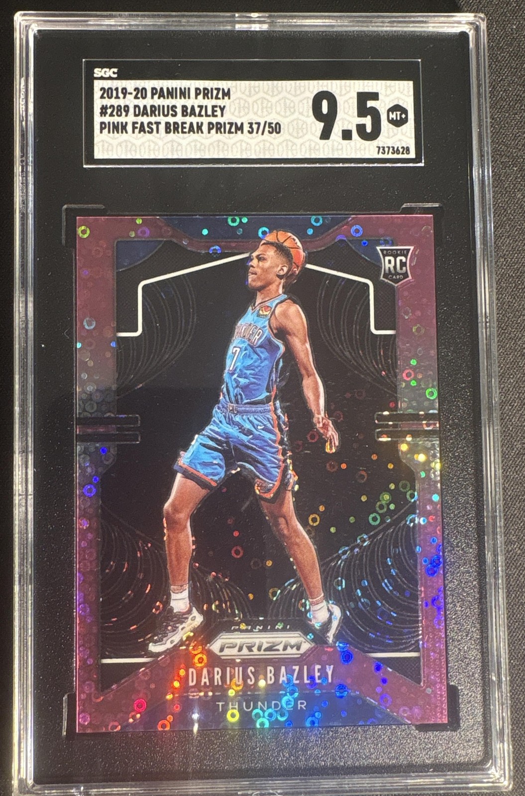 2019-20 Darius Bazley Panini Prizm Prizms Fast Break Pink RC /50 SGC 9.5 #289