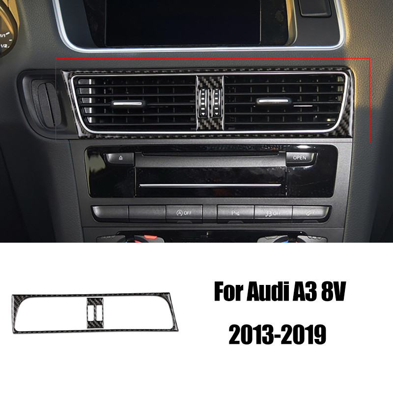 Black Carbon Fiber Car Air Vent Outlet Trim Sticker For Audi A4 A5 B8 Q5 2009-17