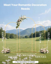 Arch Backdrop Stand, Set of 3, 7.2/6.6/6 ft, and Ceremony Decoration