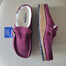 NEW Birkenstock Buckley Shearling Suede Clogs Women's EU 40/US 9 Maroon Suede