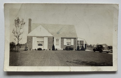 #ad #ad Vintage New Brick House Snapshot 1940s Sedan Car Home Built by Owners Photo $4.95