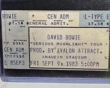 David Bowie Serious Moonlight Tour 1983 Anaheim Stadium Vintage Ticket Stub