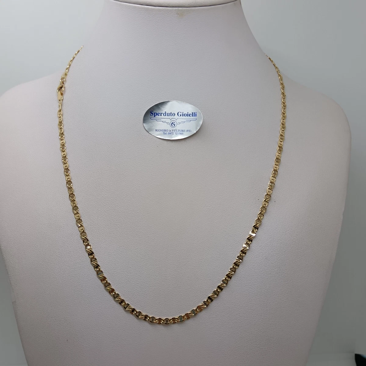 Collana Con Clip Carta Collana Catena In Oro Giallo 10K Con Clip Per Carta - Lunghezza Selezionabile, Nuovo Catena A Maglie Lunghe Oro Reale Clip Carta