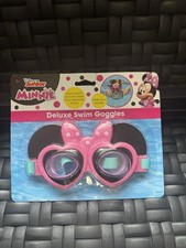Disney Junior Minnie Mouse Deluxe Swim Goggles - Pink/Mouse Ears - Ages 3 NEW